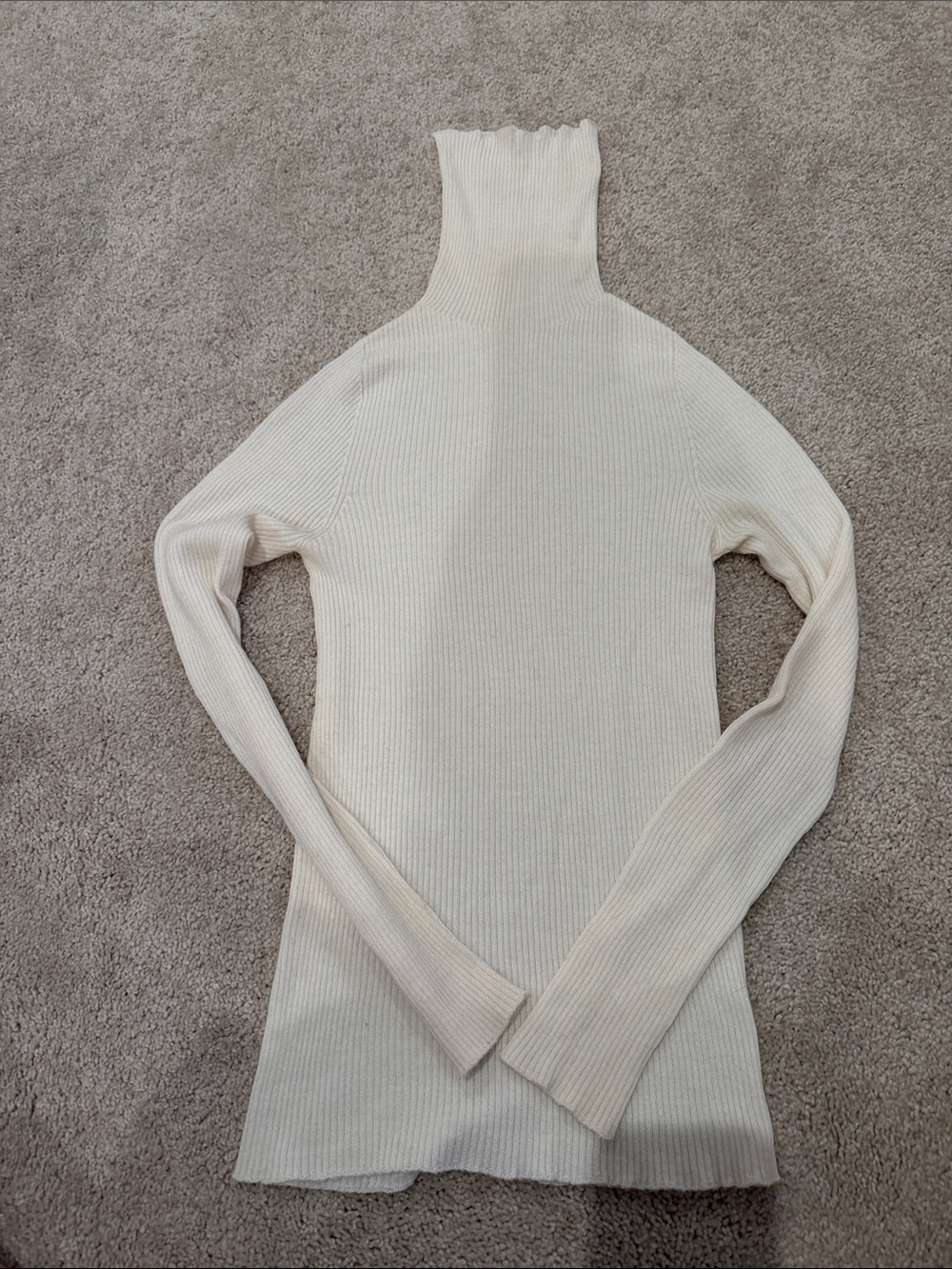 Twin-Set Cream Ribbed High-Neck Sweater
